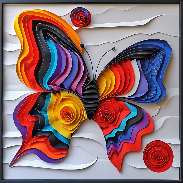 Featuring Vibrant Layered Butterfly Wings in Multicolor seamless PBR texture preview