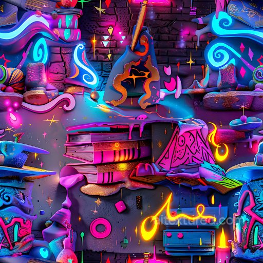 Seamless 3D PBR Graffiti Texture Featuring Neon Colors and Abstract Urban Street Art texture preview