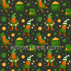 seamless Seamless 3D PBR Texture of St Patrick Cartoon Gnomes and Shamrocks texture 8k free download PBR