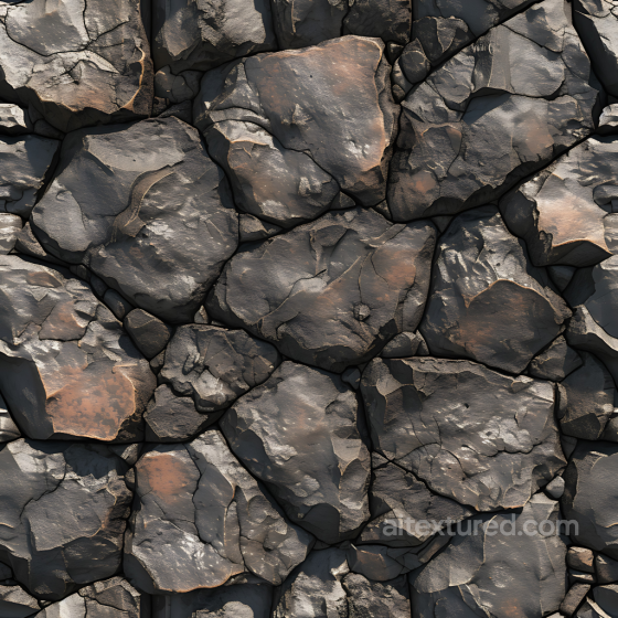Cracked Rock Stone Ground PBR Texture with Dark and Rusty Tones Stone texture preview