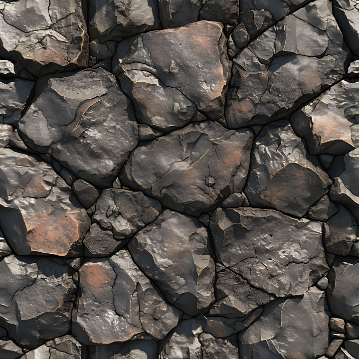 Cracked Rock Stone Ground with Dark and Rusty Tones seamless PBR texture preview