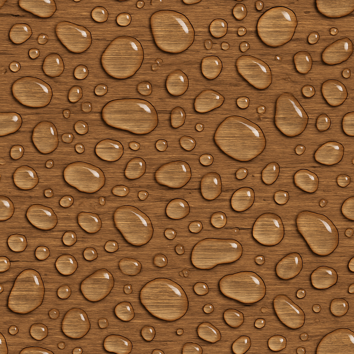 Flattened Droplets On Wood Surface seamless PBR texture preview