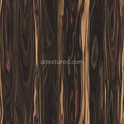 Seamless 3D PBR Dark Ebony Wood Floor Texture with Rich Grain and Knots