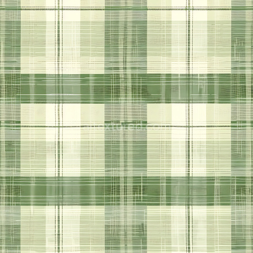 Seamless 3D PBR Texture of Light Green and Cream Plaid Fabric with Fine Weave Lines