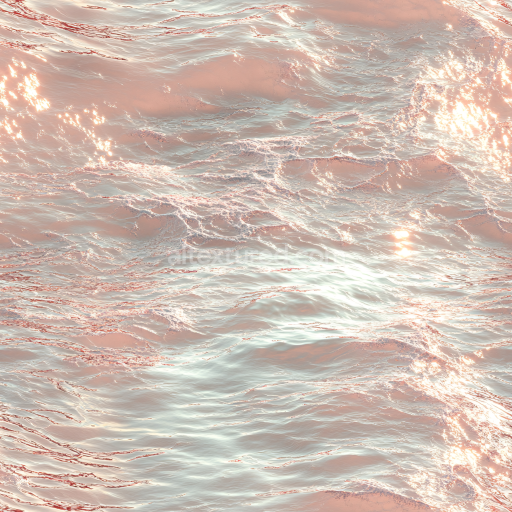 Seamless 3D Water PBR Texture Featuring Soft Pink Ocean Surface with Gentle Waves and Sparkling Highlights