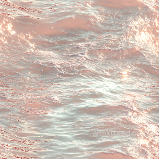 Water PBR Texture Featuring Soft Pink Ocean Surface with Gentle Waves and Sparkling Highl… seamless Water PBR texture