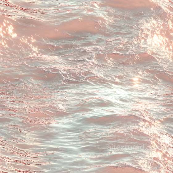 Water PBR Texture Featuring Soft Pink Ocean Surface with Gentle Waves and Sparkling Highl… Water texture preview