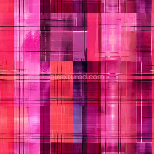 Seamless 3D Plaid Metal PBR Texture with Pink, Red and Purple Tones