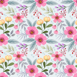 seamless Seamless 3D PBR Floral Fabric Texture Featuring Pink and Yellow Flowers with Green Leaves texture 8k free download PBR