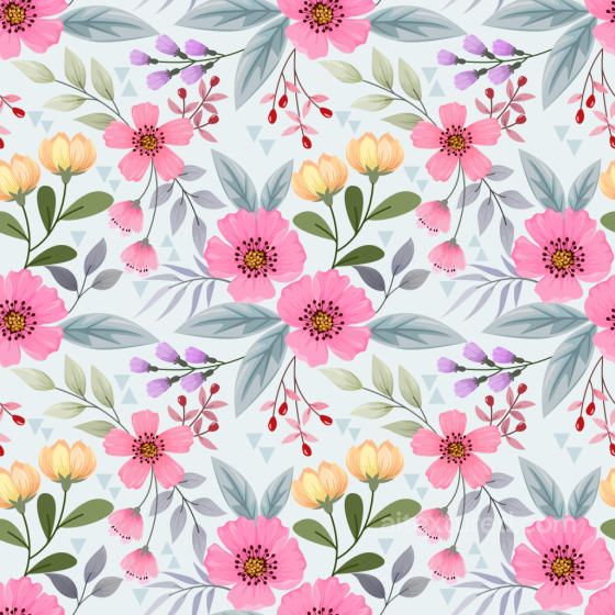 Floral Fabric Texture Featuring Pink and Yellow Flowers with Green Leaves Floral texture preview