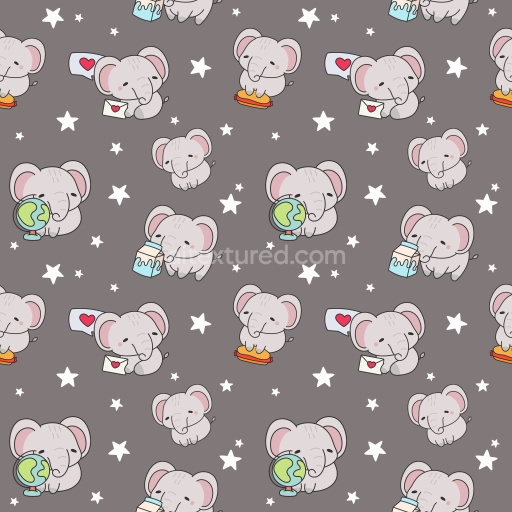 Pattern Bundle - Seamless 3D Pattern PBR Texture Featuring Cute Cartoon Elephants with Playful Motifs texture preview