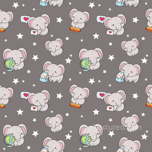 Pattern PBR Texture Featuring Cute Cartoon Elephants with Playful Motifs seamless Pattern Bundle PBR texture