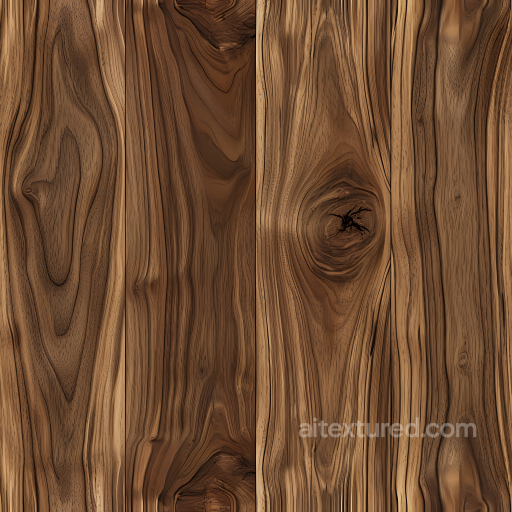 Dark Walnut Wood Planks PBR Texture with Knots and Wavy Grain seamless Wood PBR texture