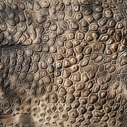 Seamless 3D PBR embossed reptile-pattern leather texture with tan and brown tones
