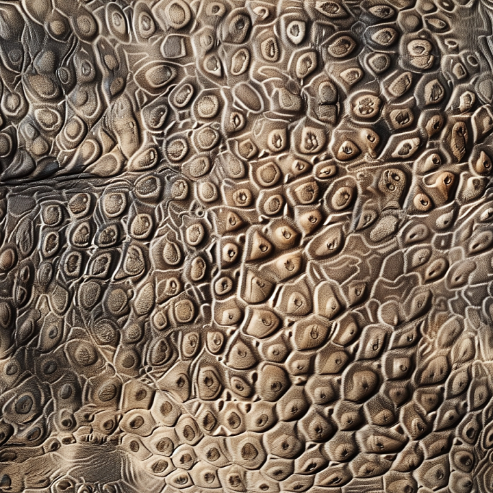 Embossed Reptile-Pattern Leather With Tan And Brown Tones seamless PBR texture preview