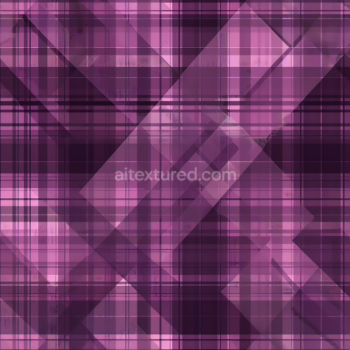 Seamless 3D PBR Texture of Purple Layered Plaid with Geometric Overlays