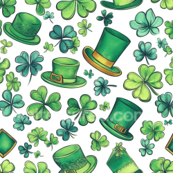 seamless Seamless 3D PBR Texture with St Patrick's Green Hats and Shamrocks texture 8k free download PBR