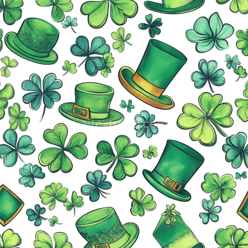 Seamless 3D PBR Texture with St Patrick's Green Hats and Shamrocks