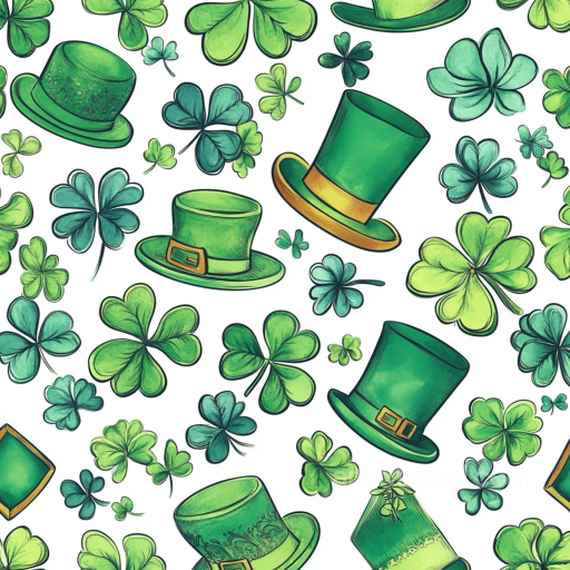 with St Patrick's Green Hats and Shamrocks seamless St patrick digital paper bundle PBR texture