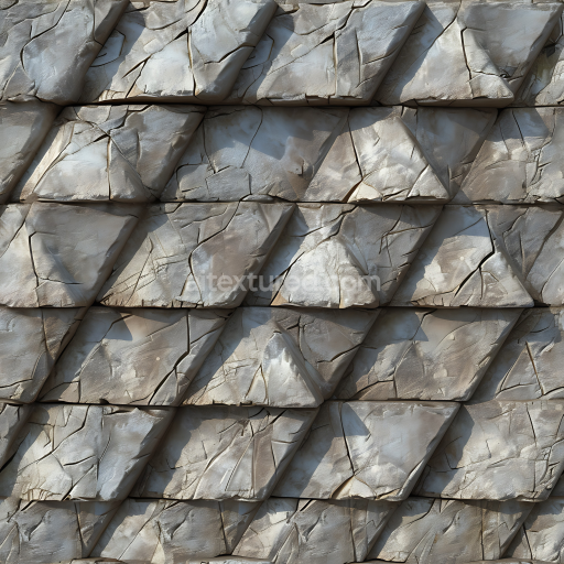 Seamless 3D PBR Weathered Stone Wall Tiles Texture with Cracked Detail