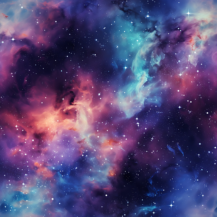 Space Featuring Colorful Nebula Clouds and Starfield seamless PBR texture preview