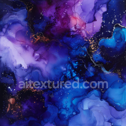 seamless Seamless 3D Alcohol Ink PBR Texture Featuring Deep Blue and Violet Marbling with Gold Accents texture 8k free download PBR