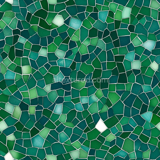 Seamless 3D Green Glass Chip Mosaic PBR Texture with Irregular Tiles texture preview