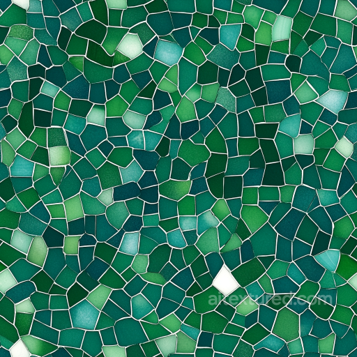 Green Glass Chip Mosaic PBR Texture with Irregular Tiles seamless Mosaic PBR texture