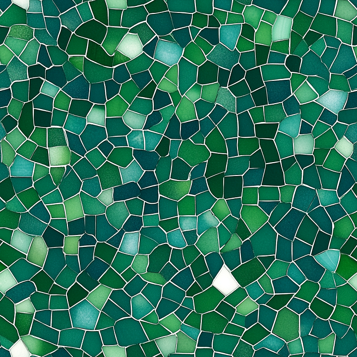 Green Glass Chip Mosaic with Irregular Tiles seamless PBR texture preview