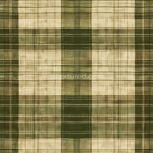 Seamless 3D Plaid Patterned Metal PBR Texture with Subtle Tarnish in Olive and Beige