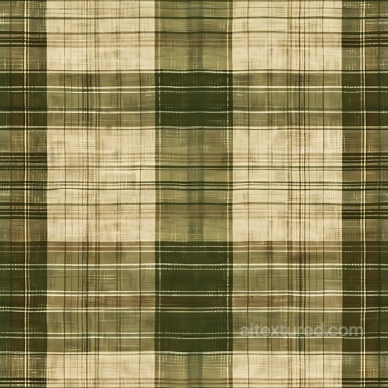 Plaid Fabric Texture in Olive Green and Beige Tones with Painted Brushstroke Style Plaid texture preview