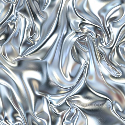 Seamless 3D PBR Texture of Glossy Silver Fabric with Fine Wrinkle Detail texture preview