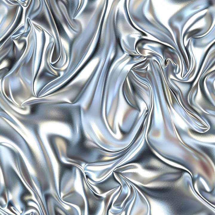 Glossy Silver Fabric with Fine Wrinkle Detail seamless PBR texture preview