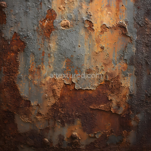 Seamless 3D Rusty Metal PBR Texture with Cracked, Pitted Rust Patterns