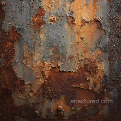Rusty Metal PBR Texture with Cracked, Pitted Rust Patterns seamless Rust PBR texture