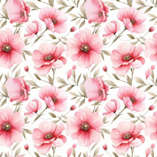 Pink Flower Texture of Soft Pink Watercolor Flower Pattern on Light Background seamless Pink Flower PBR texture