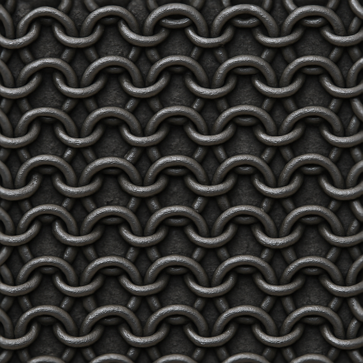 Of Gunmetal Gray Chainmail With Textured Rings seamless PBR texture preview
