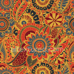 seamless Seamless 3D PBR Texture of Retro Paisley Fabric with Warm Floral Motifs texture 8k free download PBR