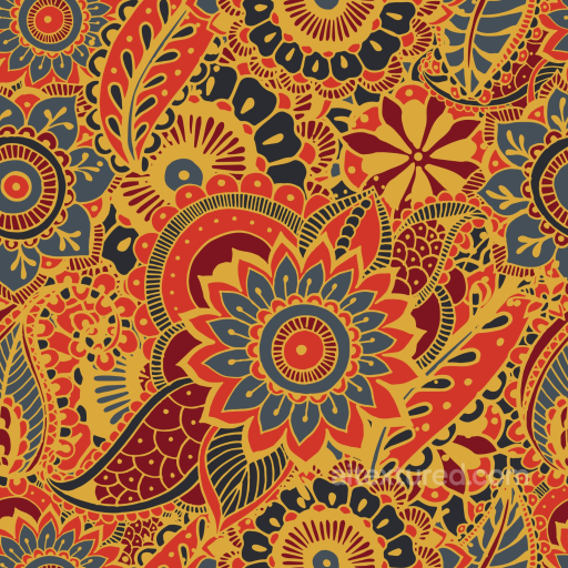 Retro Paisley Fabric Seamless Texture with Warm Floral Motifs seamless Retro Paisley PBR texture