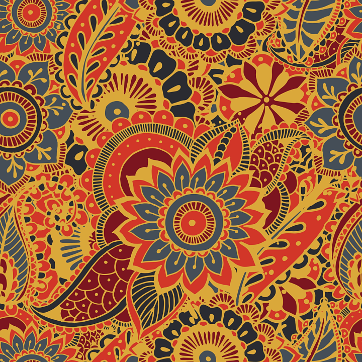 Retro Paisley Fabric with Warm Floral Motifs seamless PBR texture preview