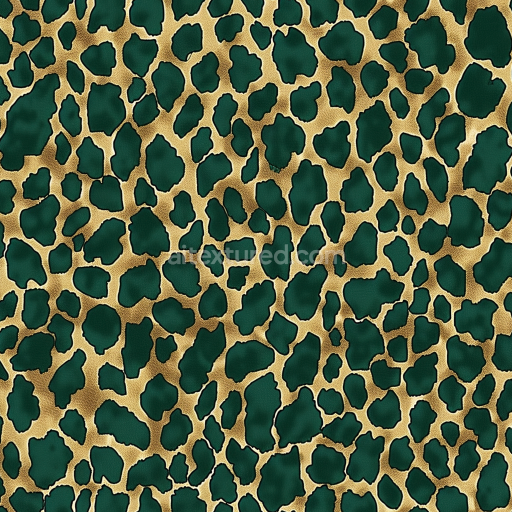 Seamless 3D PBR Leopard Print Fabric Texture in Deep Green and Tan