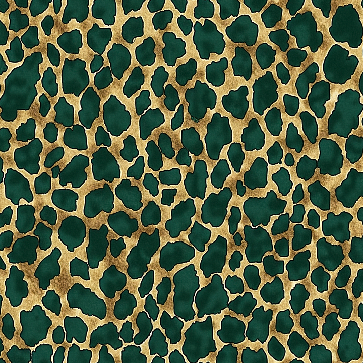 Leopard Print Fabric with Green and Beige Pattern seamless PBR texture preview