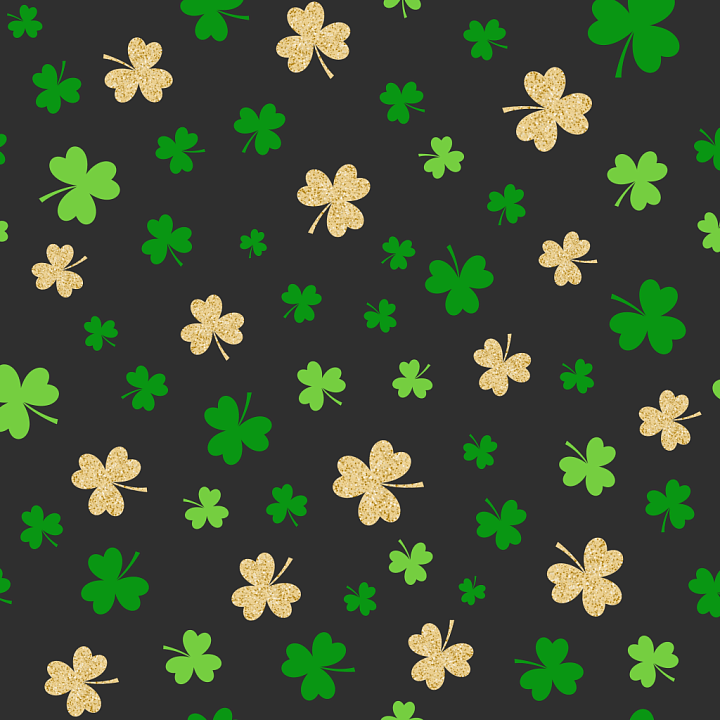Featuring Green and Gold Shamrock Pattern seamless PBR texture preview