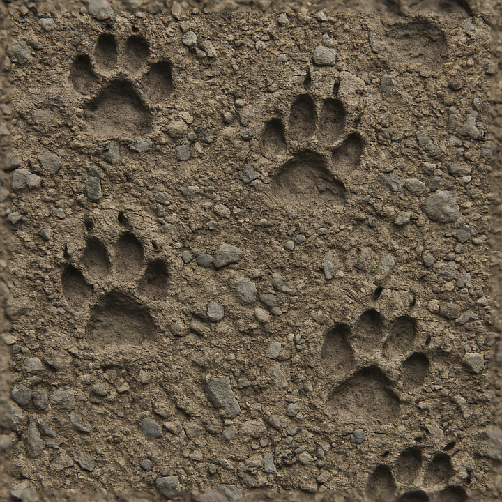 Rocky Ground With Deep Animal Tracks And Footprint Depth seamless PBR texture preview
