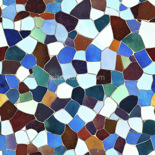 Seamless 3D Cracked Ceramic Mosaic PBR Texture with Multicolored Irregular Tiles texture preview