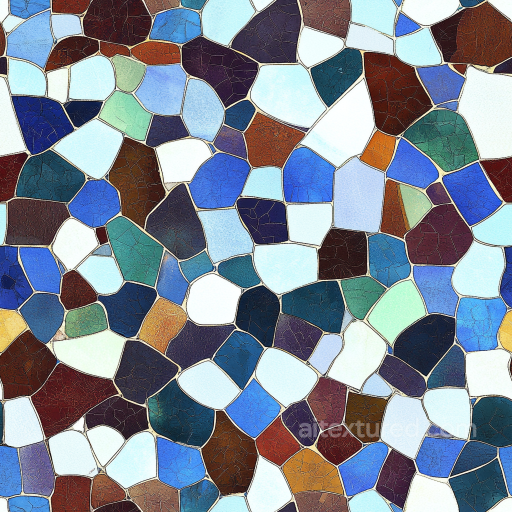 Cracked Ceramic Mosaic PBR Texture with Multicolored Irregular Tiles seamless Mosaic PBR texture