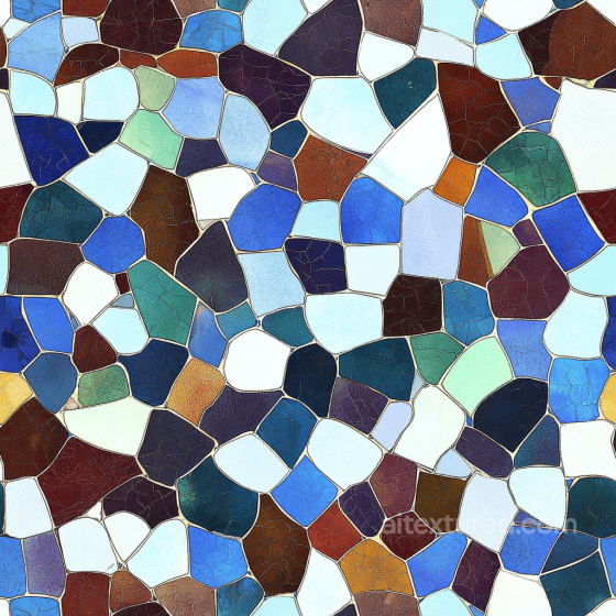 Cracked Ceramic Mosaic PBR Texture with Multicolored Irregular Tiles Mosaic texture preview