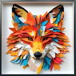 seamless Seamless 3D PBR Texture Featuring Colorful Geometric Fox Fur Paper Art texture 8k free download PBR