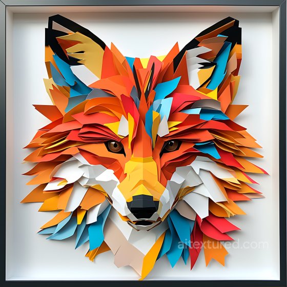 Featuring Colorful Geometric Fox Fur Paper Art Animal texture preview