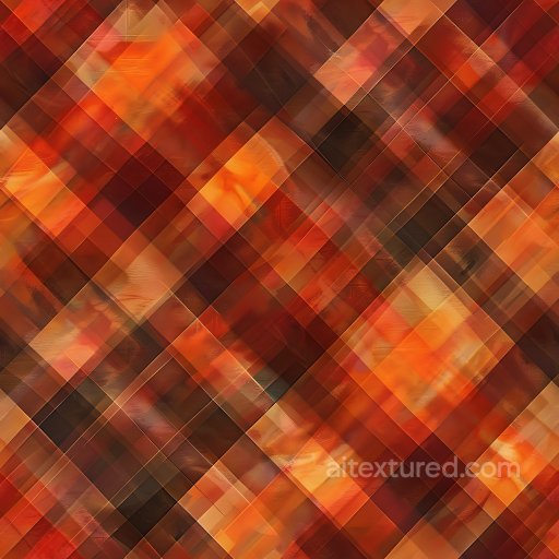Seamless 3D PBR Plaid Fabric Texture in Warm Autumn Orange and Brown Shades texture preview